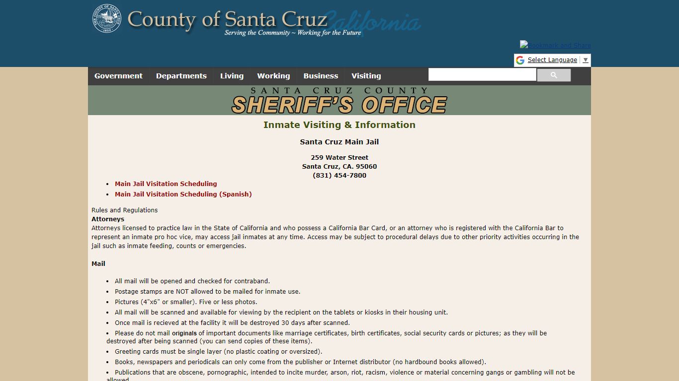 Santa Cruz Main Jail - scsheriff.com