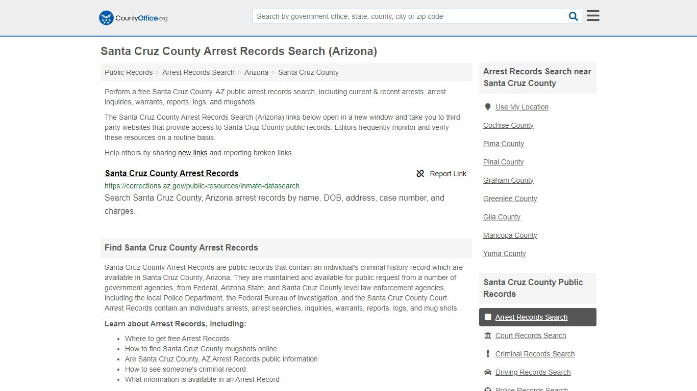 Santa Cruz County Arrest Records Search (Arizona)
